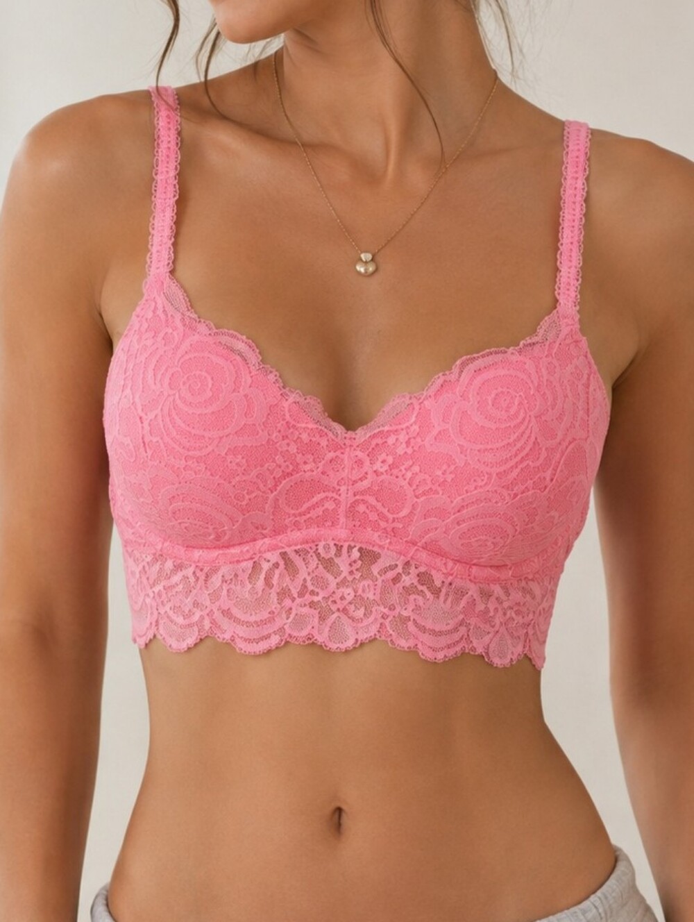 PINK Victoria's Secret Peach Orange Lace Bra